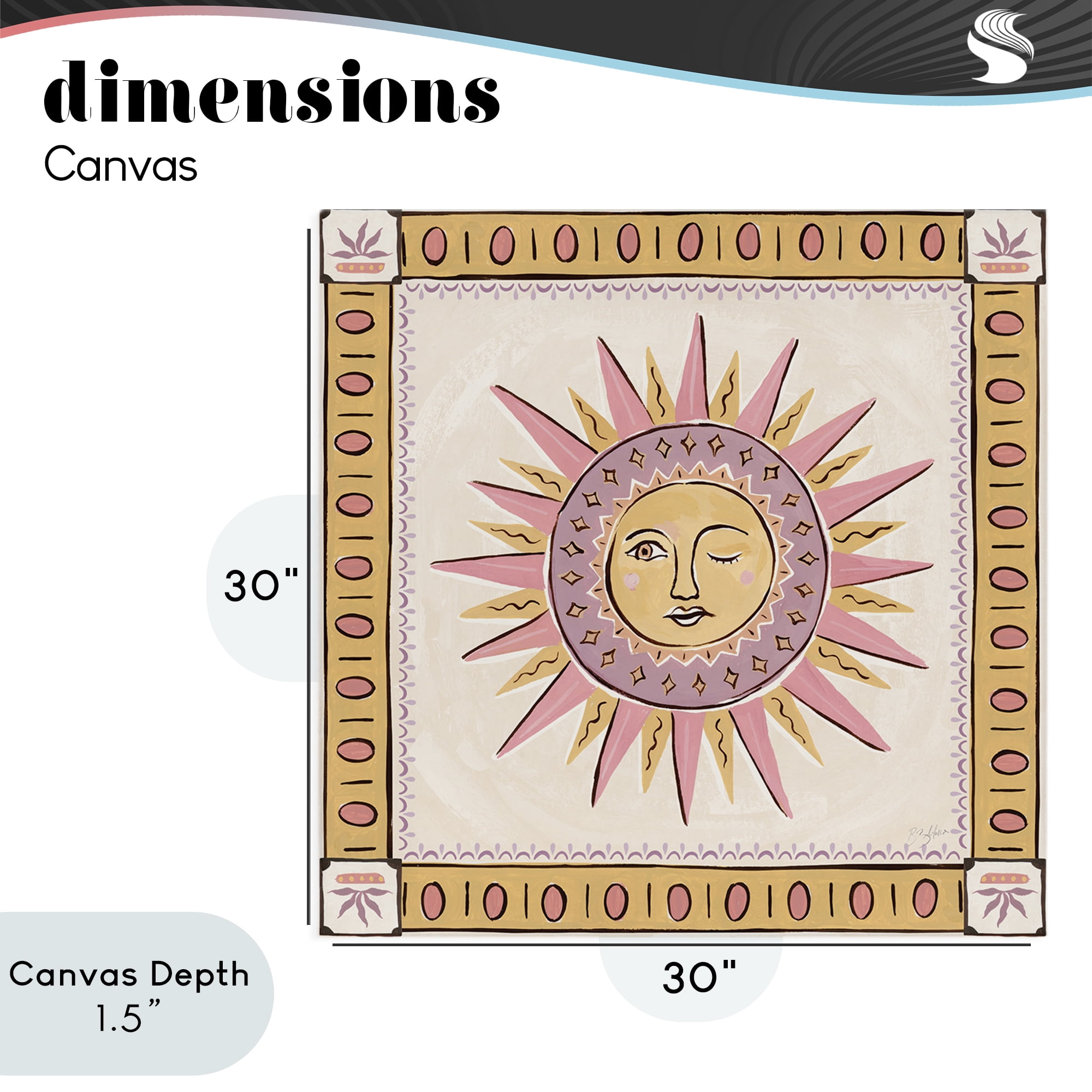 Stupell Industries Pastel Winking Sun with Border Canvas Wall Art, design by Two If By Sea Studios