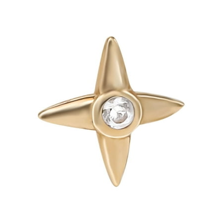 Women s 14kt Gold Star Cubic Zirconia Nose Stud 22-Gauge