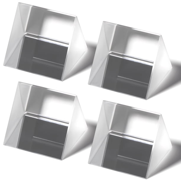 4 PCS Física triangular PRISM para la enseñanza de ciencias Glass óptico para análisis de espectro Reflector de cubos de prisma para fotografía y experimentos