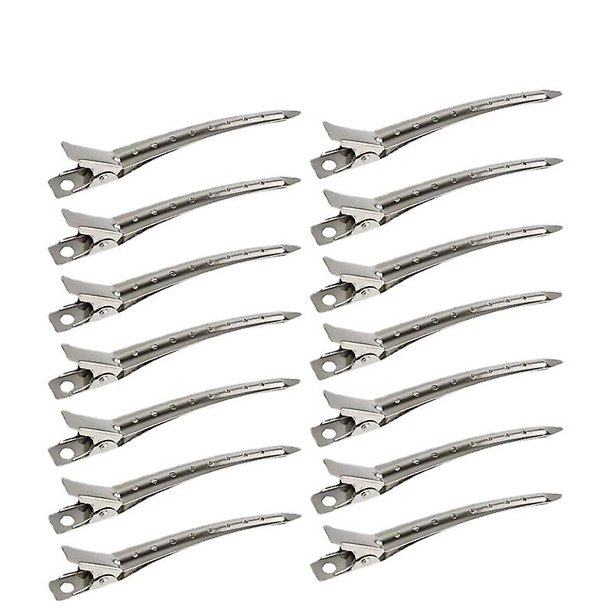 Pinzas de pico de pato TANGJMXG pinzas de cocodrilo de metal inoxidables con agujeros para peinar el cabello plata