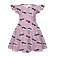 thumbnail image 4 of Girls' Dresses Halloween Bat Printed Flutter Sleeve A-Line Midi Dress Cute Halloween Costume for Girls, 4 of 4