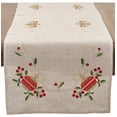 thumbnail image 1 of Saro Lifestyle Embroidered Ornament Holly Design 16'' x 72'' Holiday Linen Blend Table Runner - Natural, 1 of 1