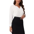 thumbnail image 4 of INSPIRE CHIC Women's Dressy Casual Long Sleeve V Neck Business Work Fashion Outfit Blouses XS Cream White, 4 of 6