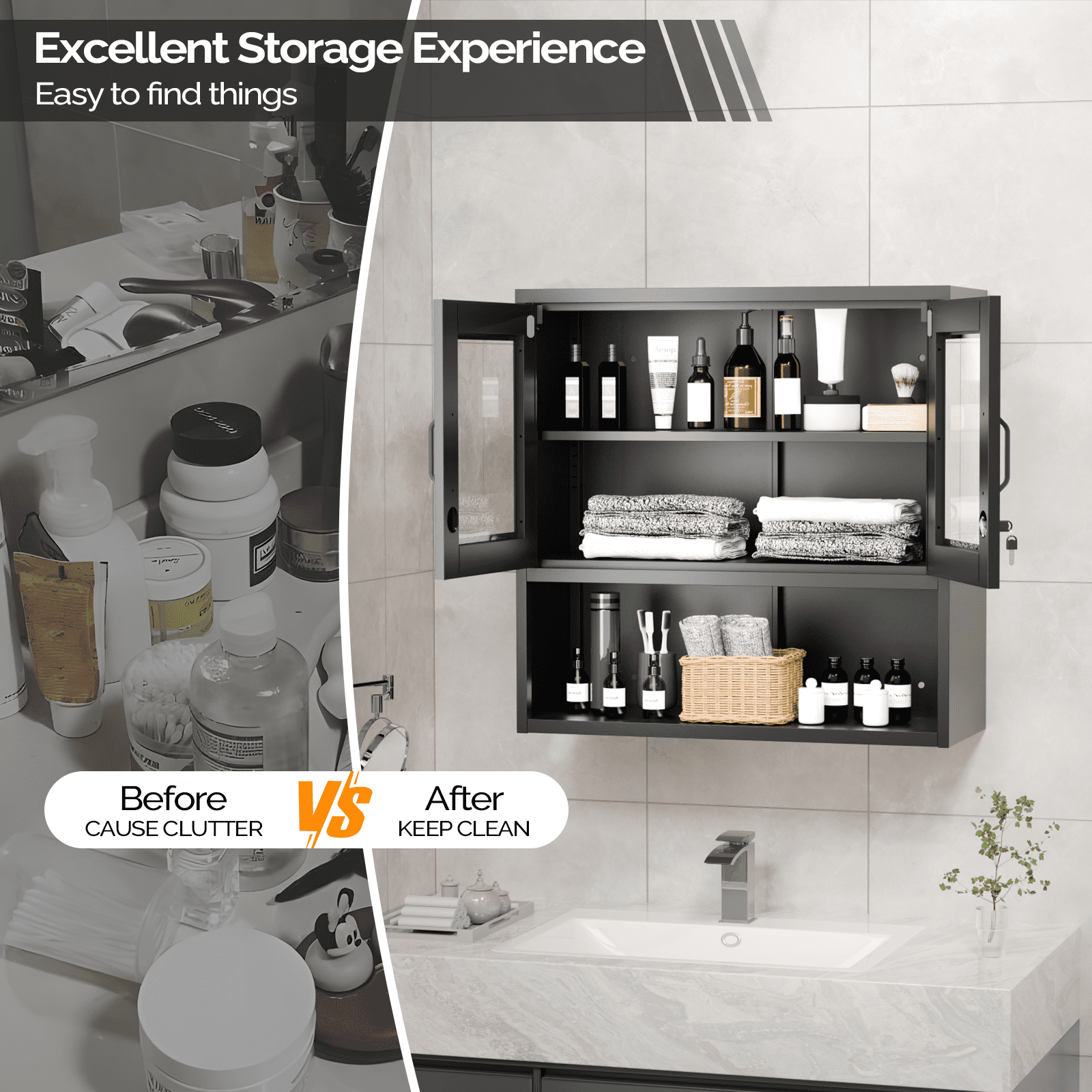 Wall Cabinet Without Lights, Steel Display Case, Black 31.50"X 31.50"X11.81"