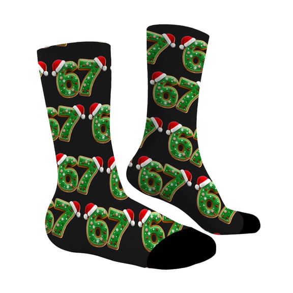 Compression Socks for Women Fun-pattern Knee-high Printed Baseball-style Casual Sports Socks Pilates Socks Black