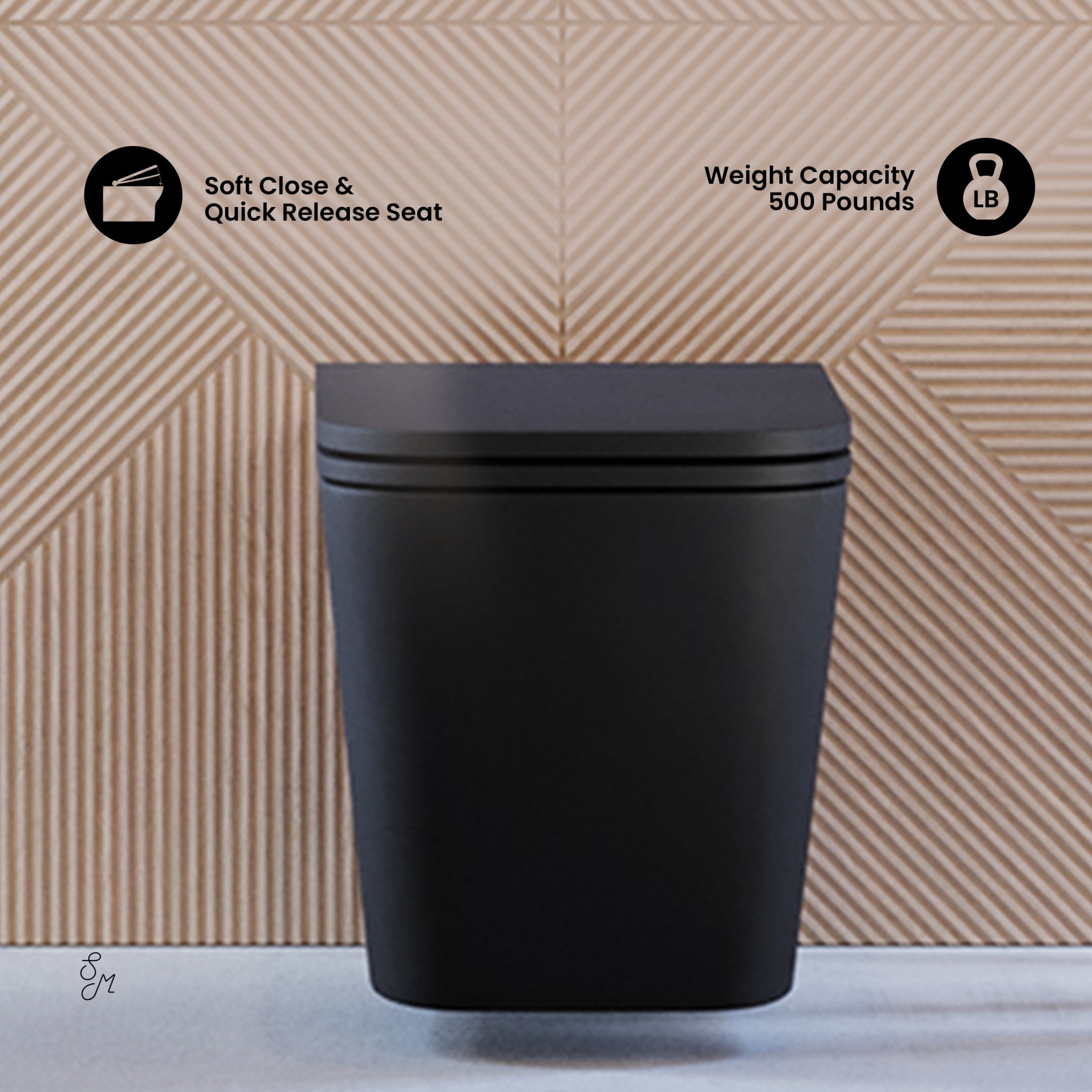 Concorde Wall-Hung Toilet Bundle 0.8/1.6 GPF Dual Flush in Matte Black with Brass Flush Plate