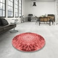 thumbnail image 3 of Ahgly Company Indoor Round Patterned Ruby Red Area Rugs, 6' Round, 3 of 6