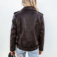 thumbnail image 6 of WRFWUL Womens Faux Leather Moto Jacket Zip Up Lapel Collar Long Sleeve Biker Coat Fall Winter Casual Trendy Outerwear, 6 of 7