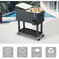 thumbnail image 5 of 80 Quart Rolling Ice Chest, Portable Bar Drink Cooler with Catch Basin, Bottom Storage Tray and Bottle Opener for Patio Party BBQ Beach Activities, 5 of 16