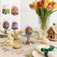 thumbnail image 1 of Colgante de huevo de Pascua - Huevo decorativo colgante de plástico de 6 cm con lazo, colores blanco, morado, vino y naranja. Decoración duradera para fiestas, búsquedas de huevos de Pascua, 1 of 6