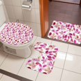 thumbnail image 5 of Gradient Red Leaf Bathroom Rugs Set Vintage Spring Watercolor Red Pink Leaves Plant Non Slip Absorbent Soft Bath Mats 3 Piece Set with Bathroom Rug, U-Shaped Floor Mat, Toilet Seat Cover Small Size, 5 of 9