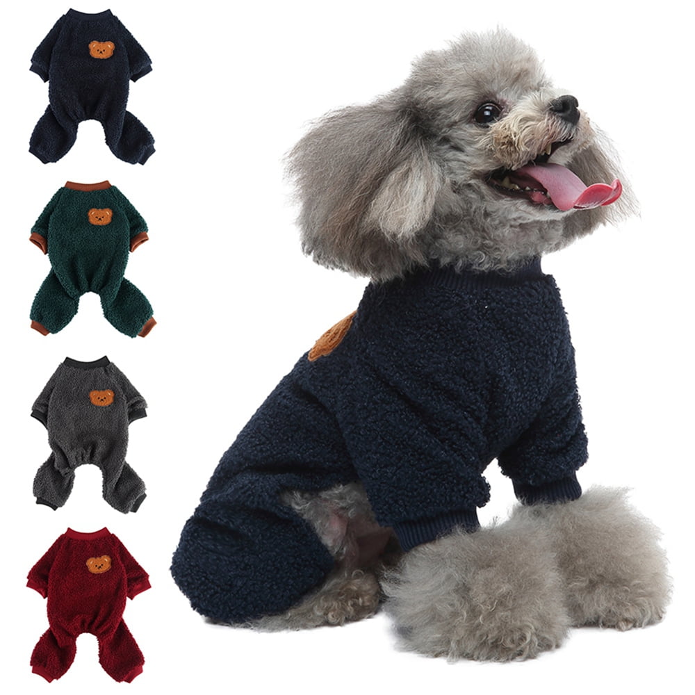 Baywell 4 Pieces Dog Pajamas for Small Dog Fleece Puppy Pjs 4 Leg Dog ...