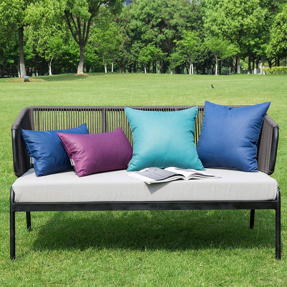 Pyonic Set of 2,Outdoor Waterproof Throw Pillow Covers,Black Square Pillow Covers Decorative Cushion Cover for Patio Garden Living Room Couch 