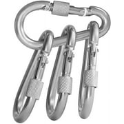 Heldig 4 Pack Carabiner Hooks Hammock Locking Solid Metal D Clips with Heavy Duty 500LBS Screw Gate Hammock Locking,Quick Link for Outdoor Camping Hiking Traveling Backpacking Black & Silver