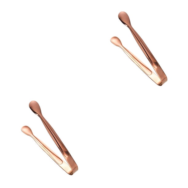 Toystoory Pinzas de azúcar de acero inoxidable, recogedor de cubitos de hielo lavable de mano portátil, cocina interior, café, herramienta para servir Oro rosa 2piezas Toystoory CBP031727