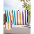thumbnail image 6 of Pack of 2 Outdoor Pillow Covers, Rainbow Striped Colorful Rectangular Geometric Waterproof Square Throw Pillowcase Cushion Decorative Pillow Covers for Couch Patio Tent, 20x20 in, 6 of 6