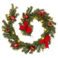 thumbnail image 2 of 6 FT Pre-Lit Artificial Christmas Garland,Christmas Garland with 20 LED Lights,Winter Wreaths with Pine Cones for Home Front Mantle Door Christmas Party Garden Indoor Outdoor Decoration Red 1, 2 of 7