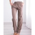 thumbnail image 1 of New solid color Spring And Summer Women's Cotton Linen Drawstring Loose Wide-Leg Pocket Pants Hot Sale Long Trousers, 1 of 5