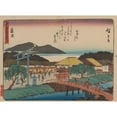 thumbnail image 2 of Andō Hiroshige 24x19 Black Ornate Framed Double Matted Museum Art Print Titled: Tokaido Gojusantsugi, Pl.07 (1868-1912), 2 of 5
