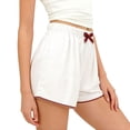 thumbnail image 3 of Girls Shorts Satin Elastic Waisted Casual Comfy Lounge Short with Bowknot Summer Sleepwear Size 5-14, 3 of 7