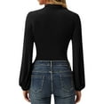 thumbnail image 2 of dmqupv Long Sleeve for Women Women's Fashion Tops Shirt Long Sleeve Turtleneck Ruched Slim Elegant Solid Long Sleeve Tee Shirt Shirt Black Small, 2 of 4