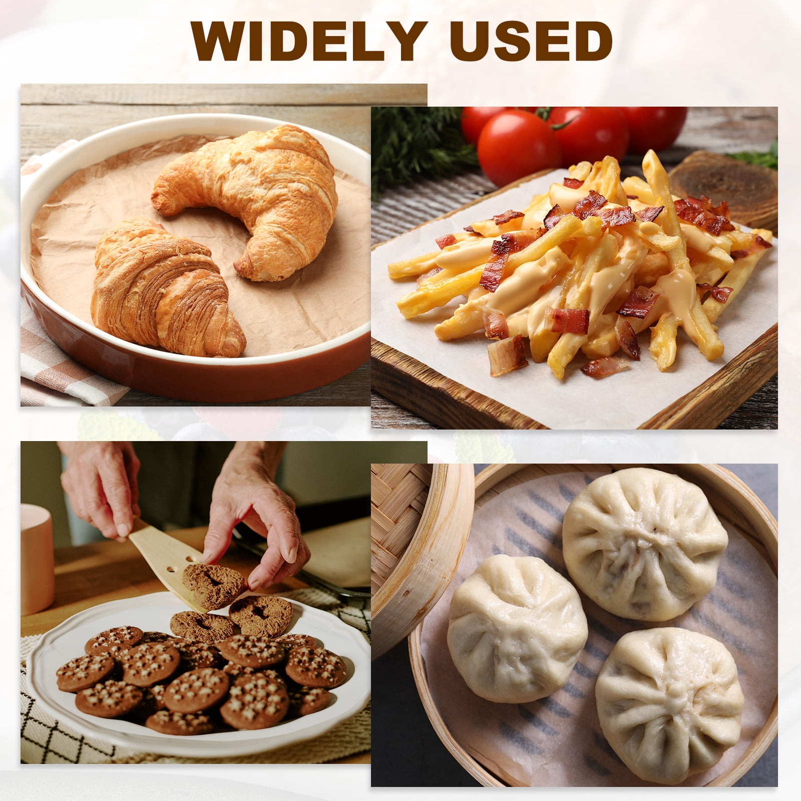 Unique Bargains Unbleached Non Stick Parchment Paper Baking Sheets Wood Color 3"