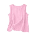 thumbnail image 6 of UACY Girls Cotton Linen Shorts Set Kids Two Piece Outfits Cute Sleeveless Sweatsuit Summer Tank Tops Wide Leg Pants Set, 6 of 7