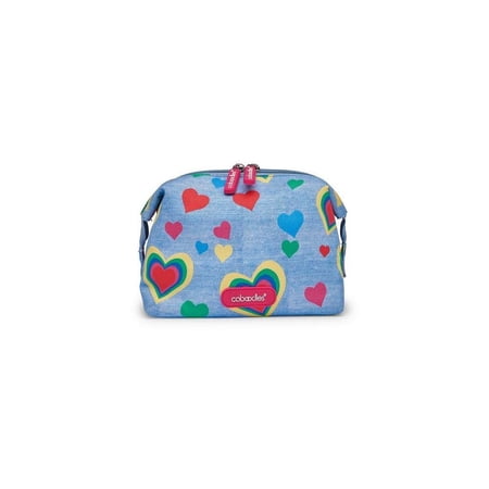 Caboodles Heart Print Fabric Cosmetic Travel Bag One Size Blue multi