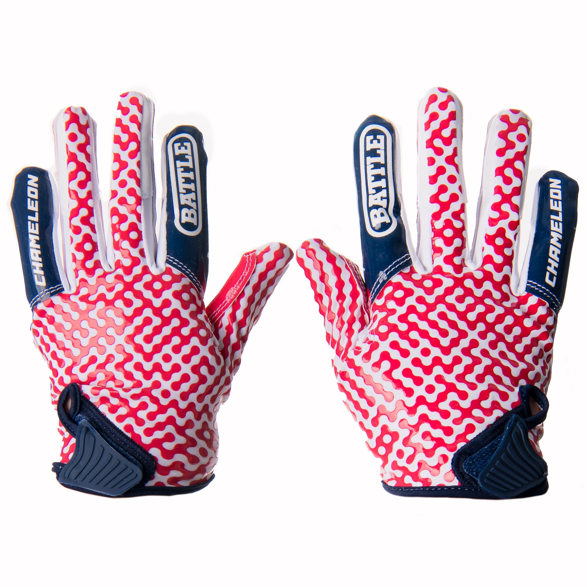 Battle Sports Adult "USA Flag" Chameleon Receiver Football Gloves - Red/White/Blue - 3XL