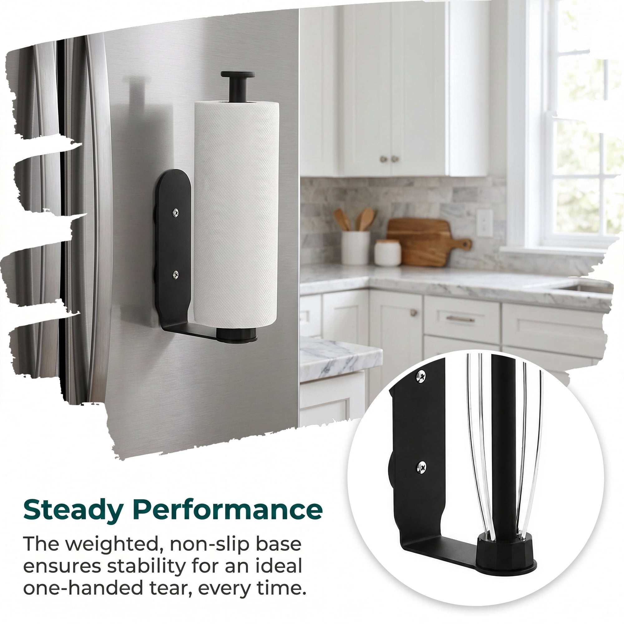 Unique Bargains Metal Magnetic Rustproof Under Cabinet Kitchen Rack Black C 12.2" x 3.8"