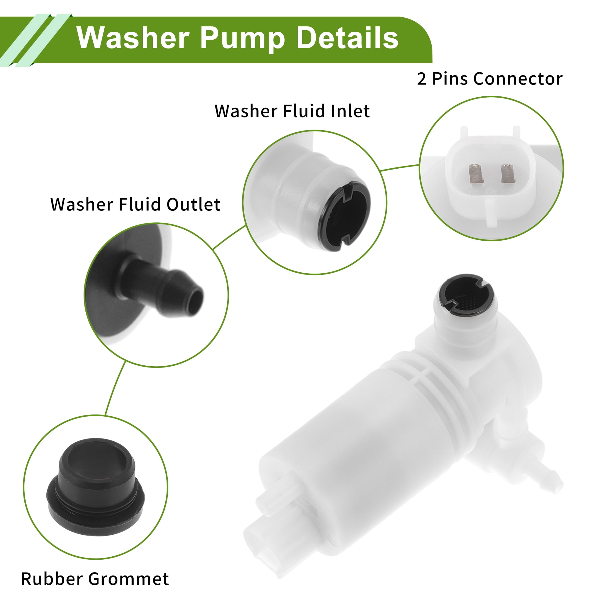 Unique Bargains Windshield Washer Pump for Hummer H2 2003-2009 Front Washer Fluid Pump