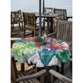 thumbnail image 2 of Outdoor Tablecloth with Umbrella Hole for Patio/Picnic/Party/Camping, Tropical Plant Waterproof Table Cloth Round Cover Washable, Summer Watercolor Botanical Palm Leaf Plaid (Dia 60"), 2 of 8