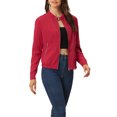 thumbnail image 4 of INSPIRE CHIC Women's Lightweight Stand Collar Zip up Biker Moto Jacket M Red, 4 of 6