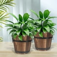 thumbnail image 5 of HJQEQVD Wooden Whiskey Barrel Planters - Wooden Bucket Barrel Garden Planters Set - Rustic Flower Planters Pots Container for Indoor Outdoor Garden Home Plants, 5 of 9
