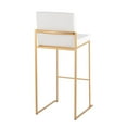 thumbnail image 4 of Fuji Contemporary High Back Barstool In Gold Steel And White Faux Leather - Set Of 2, 4 of 7