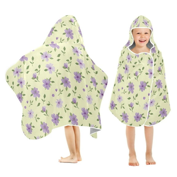 joogoo Flowers Purple Kids Hooded Beach Towel Baby Bath Towel 23.5"x50"