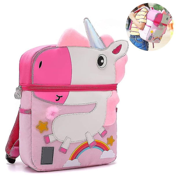 Mochila para niños pequeños con correa y correa para el pecho para niños y niñas, linda mochila escolar de jardín de infantes en 3D para niños