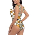thumbnail image 4 of Fotbe Giraffes Head Women's Tummy Control Swimsuits Slimming One Piece Bathing Suit Ruffle Wrap V Neck Swimwear-, 4 of 8