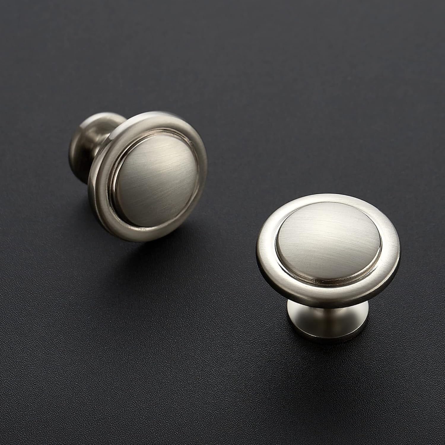 Brushed Nickel Kitchen Cabinet Knobs 1-1/4 inch Round Drawer Pulls Zinc Furniture Handles for Dresser and Desk Satin Nickel 10 Pack