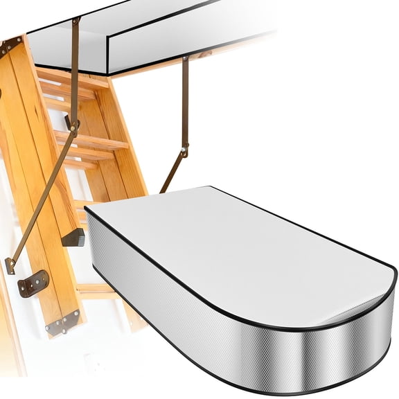 Evjurcn Attic Stairway Insulation Cover,Premium Energy Saving Pull Down Stair Insulator Double Layer Aluminum Foil with Easy Access Zipper 54x25x11 inch
