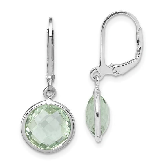 Auriga Fine Jewelry 925 Sterling Silver Rhodium-plated Green Quartz Dangle Earrings for Women