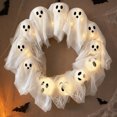 thumbnail image 6 of Halloween Glowing Ghost Wreath, Light-up Spooky Wreath with 12 Ghost Decor, RC, 6H Timer, Ideal for Halloween Party (C 16x3inch), 6 of 9