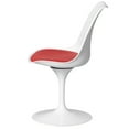 thumbnail image 6 of Mid-Century Modern White Tulip Side Chair with Red Cushioned Seat - Stylish and Comfortable Polypropylene Swivel Accent Chair for Home Office, Living Room or Kitchen Bar, 6 of 7