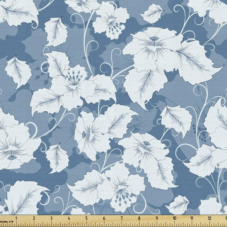 Slate Blue Plain Solid Chenille Upholstery Fabric by The Yard