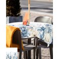 thumbnail image 5 of Fsddascl Blue Christmas Outdoor Tablecloth - 60x60 Inch Square Dining Table Cover, Xmas Poinsettia Eucalyptus Leaves Birds Waterproof Outdoor Table Cloth with Umbrella Hole & Zipper for Picnic/Patio, 5 of 7