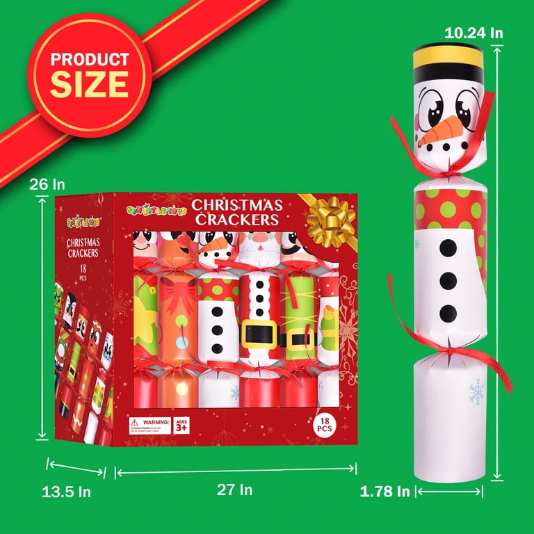 Fun Little Toys 18PCS Christmas Crackers with Toy Cars Joke Cards