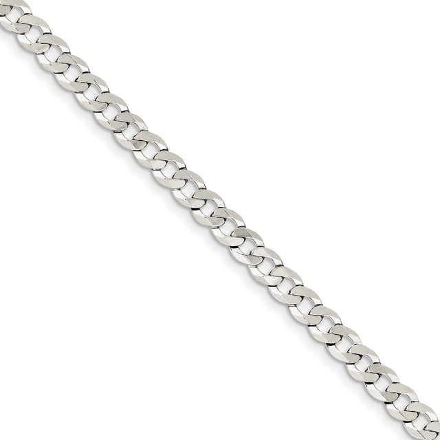 925 Sterling Silver 5.75mm Close Link Flat Curb Chain Bracelet