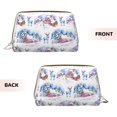 thumbnail image 3 of Naloa Snowy Cottage Holiday Scene Leather Makeup Bag for Purse Travel, Portable Small Cosmetic Organizer for Women and Girls, Make up Bag with Zipper, 3 of 8