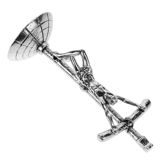 KALLORY Christ Jesus Cross Ornament Crucifix Desk Ornament Zinc Alloy Silver 1Pack Home Decor