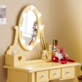 thumbnail image 5 of IVV Vanity Table and Stool Set, Kid's Makeup Dressing Table with LED Lights & Storage Drawers, Wood Makeup Playset, Girls' Vanity Set with Mirror for Age 3+, Orange, 5 of 8